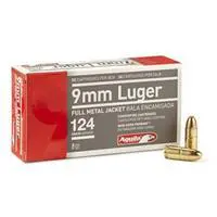 Aguila Ammunition 9mm Luger 124 Grain Full Metal Jacket Brass Case Pistol Ammo 1115 Ft/s 50 Rounds 1E092110
